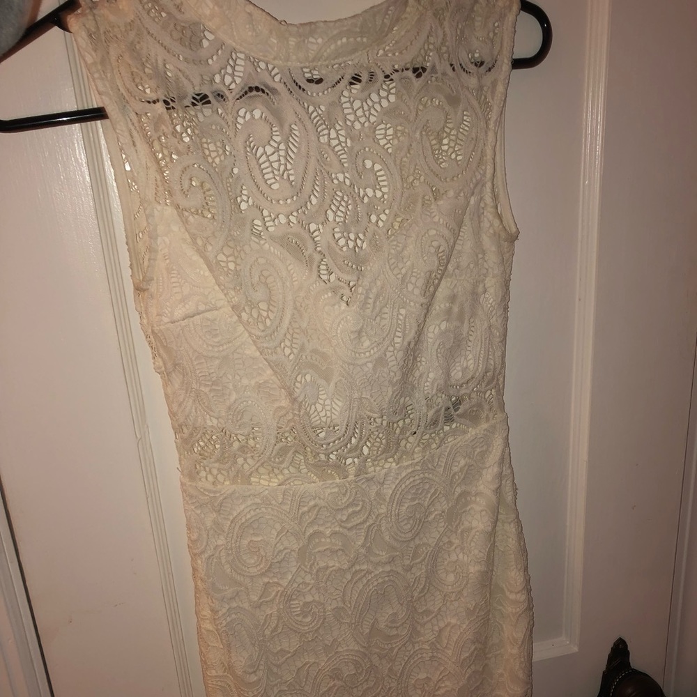 B.Darlin white lace body-con dress
